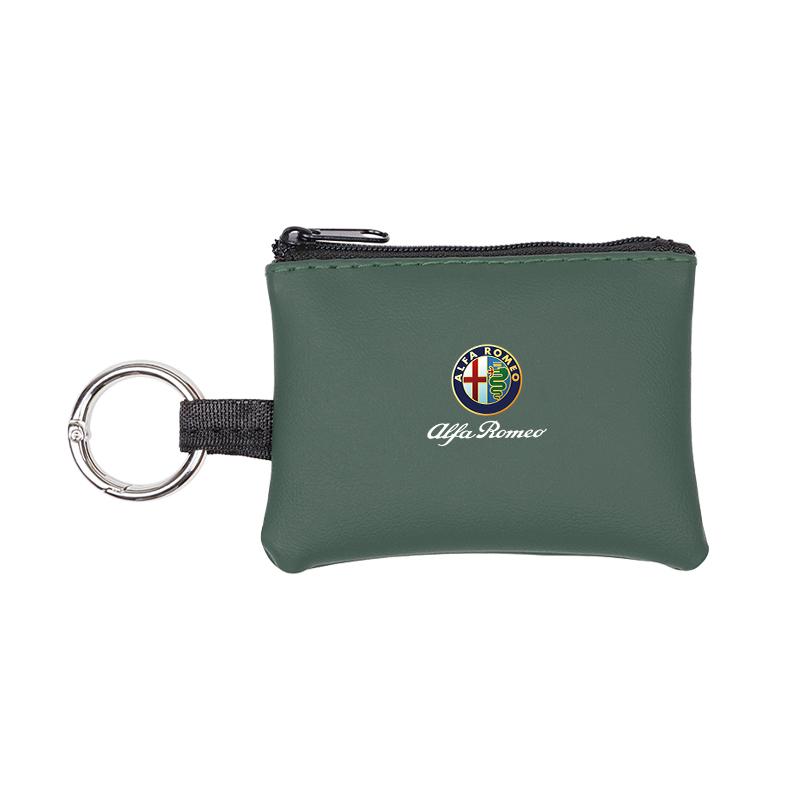 For Alfa Romeo Leather Car Key Bag Coins Wallet Mini Card Pouch Auto Interior For Alfa Romeo 4C 159 166 Spider Giulia Giulietta 