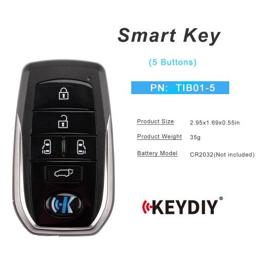 KEYDIY TIB01-5 5 Buttons Programmable Universal Smart Remote Key Keyless Go Replacement
