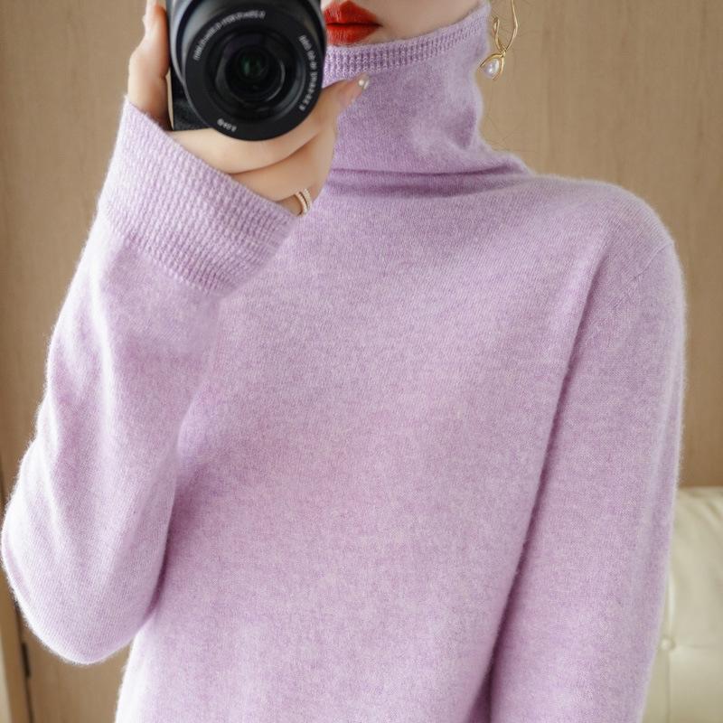 Turtleneck Pullover Fall/winter Cashmere Sweater Women Pure Color Casual Long-sleeved Loose Pullover Bottoming Women's
