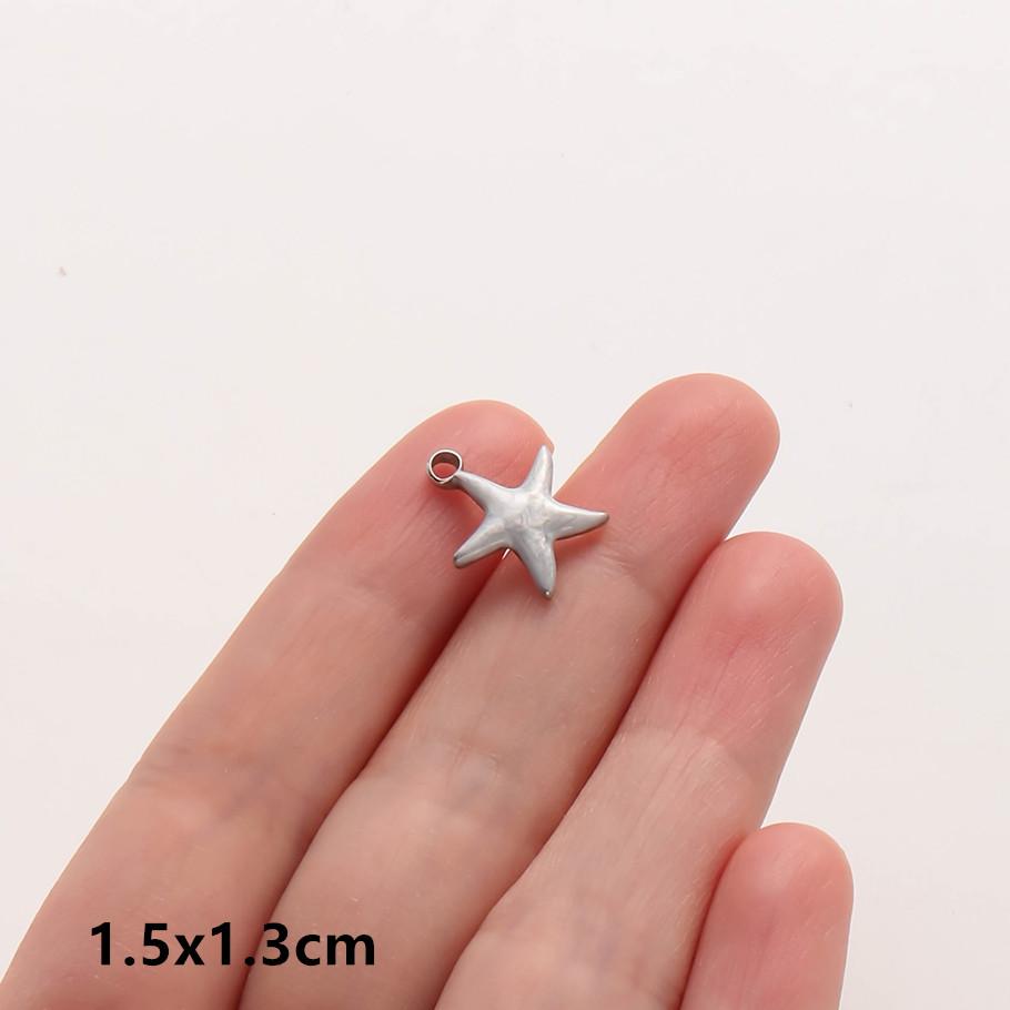 

2pcs Silver Color Marine Life Pendant White/Blue Enamel Charm Turtle Starfish Fish DIY Stainless Steel Charms For Jewelry Making