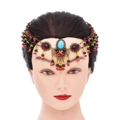 Forehead Chain Bohemia Beads Headband Vintage Headbands Beaded Tassel Women Head Chain Dai Style Gypsy Tribal Hanfu Headwear