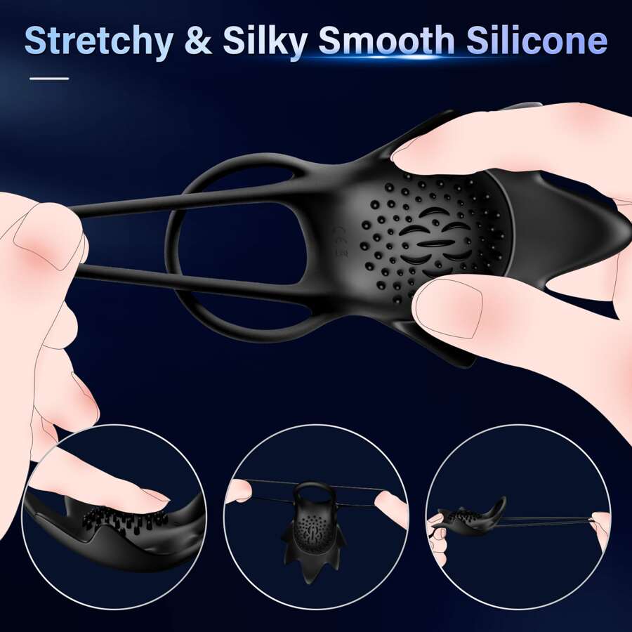 Vibrating Penis Ring Cock Ring Vibrator Male Penis Ring Masturbator Silicone Ring Vibrator Penis Ring for Masturbation Time Delay Male Adult Toys