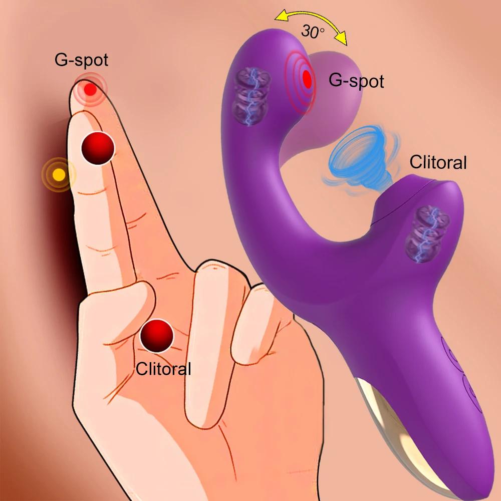 20 Speeds Powerful Dildo Vibrator Female Clit Sucker Vacuum Clitoris Stimulator Mimic Finger Wiggling Adult Sex Toy for Women