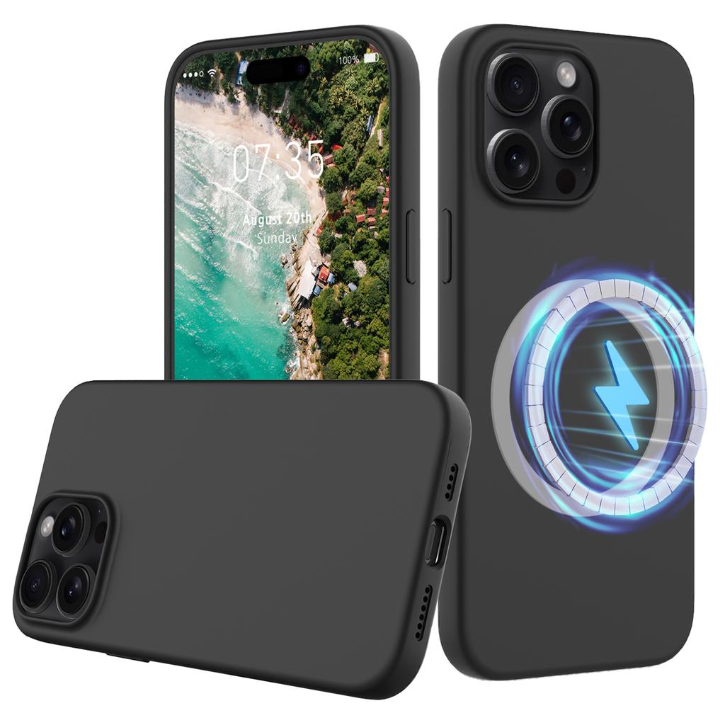 For iPhone 16 Pro Magnetic Case Shockproof Liquid Silicone Phone Cover