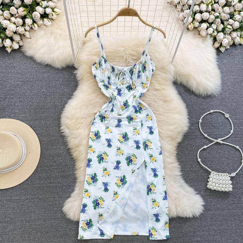 

Fresh Platycodon Grandiflorum Fashion Waist-Controlled Split First Love Skirt White M