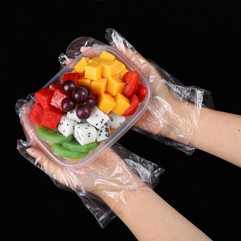 WTEMPO 200 Stück transparente Einweghandschuhe in Lebensmittelqualität, essbare Folienhandschuhe, Hygiene-Reinigungshandschuhe, Mehrzweck-Küchenbedarf