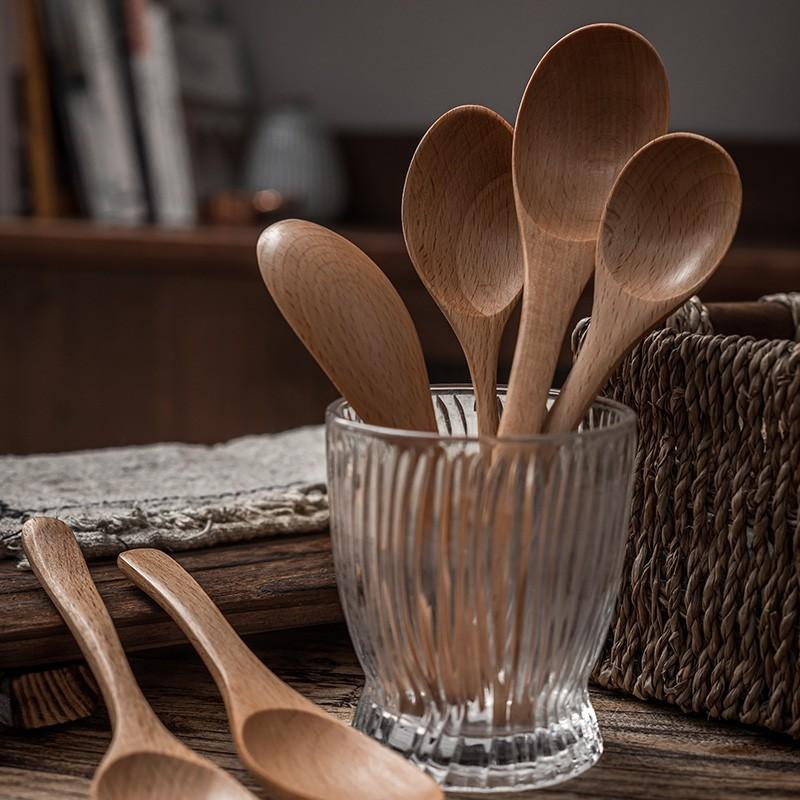 Japanese Wooden Spoon Long Handle Spoon Afternoon Tea Coffee Dessert Spoon Honey Spoon Log Spoon High Value