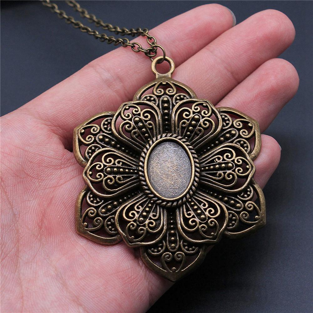 45cm Or 70cm Long Chain Necklace Oval Glass Cabochon Base Setting Tray Minimalist Jewelry Components QN054