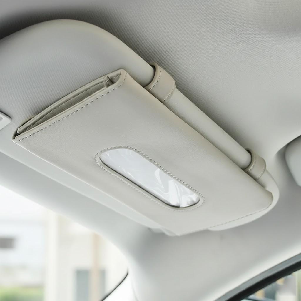 

PU Leather Car Tissue Box Holder Visor Napkin Case Backseat Door Hanging Towel Paper Facial Tissues Organizer for Vehicle бежевий