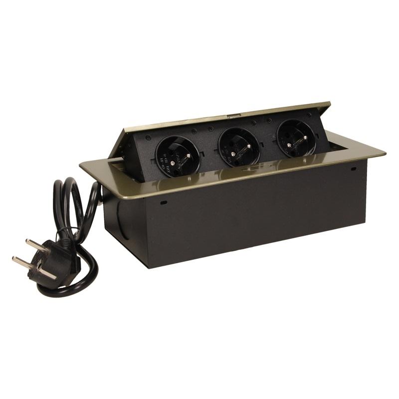 Sockets Mounted Into The Tabletop 3X2P+Z Flat Milled Edge Silver - On-Ae-1336/G