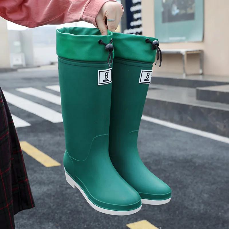 Fashion NEW Rain Boots For women Casual Shoes Outdoor Kitchen Water Proof Anti-slip Knee-high Simple Style Winter Plus Cotton Warm Plush