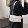 Chain Bow Solid Color Commuter Shoulder Handbag Women's 2025 New Underarm Crossbody Small Square Bag