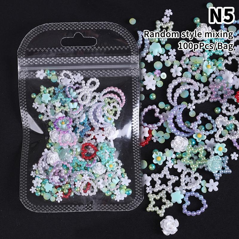 100Pcs Mini Colorful Tie Nail Charms Minimalist Bowknots Sweet Style Nail Art Decorations For Women Diy French Manicure Parts