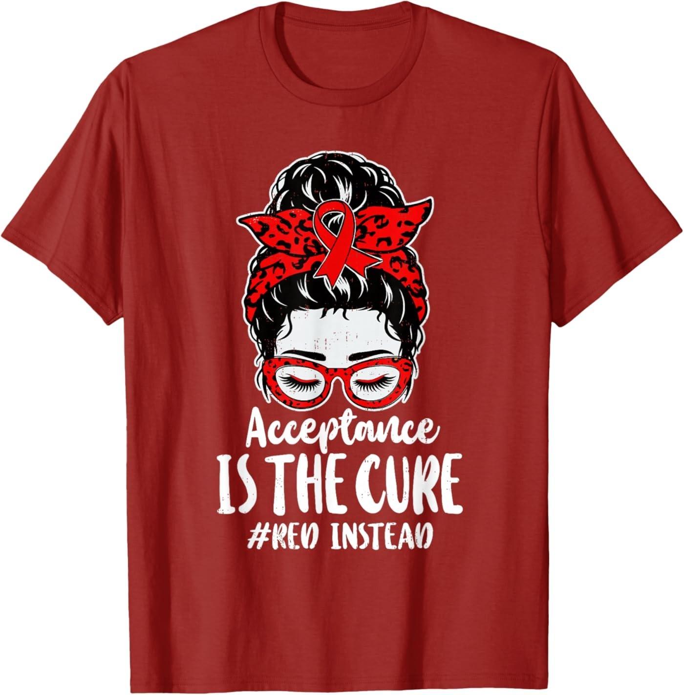 

Autism Acceptance Awareness Red Instead Support Womens T-Shirt S разноцветный