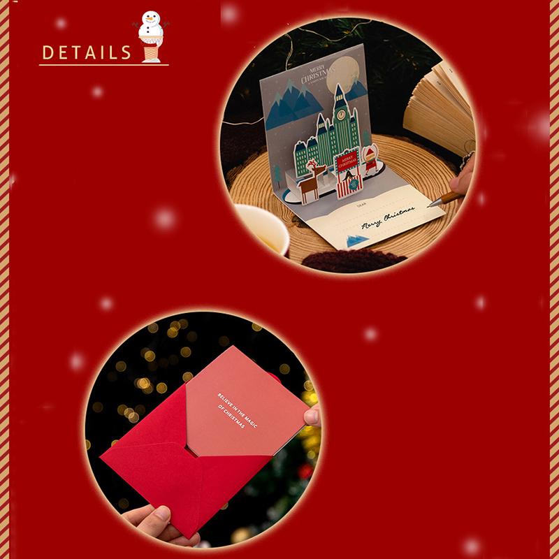 Merry Christmas Greeting Card With Envelope 3D Pop UP Santa Snowman Christmas Tree Friends Family Xmas Gifts Wishes Postcard