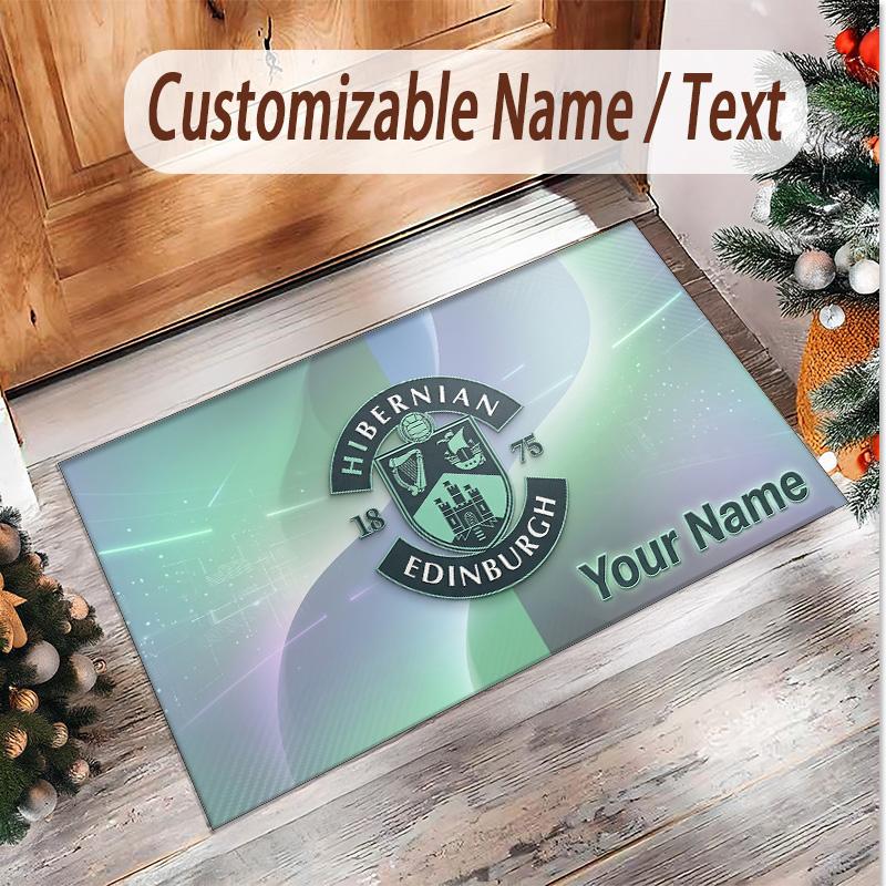 Personalized Crystal Velvet Carpet Hibernian FC Pattern Non Slip Floor Rug
