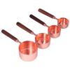 4Pcs Measuring Cups and Spoons Set with Copper Plated Handle Baking Tool for Kitchen