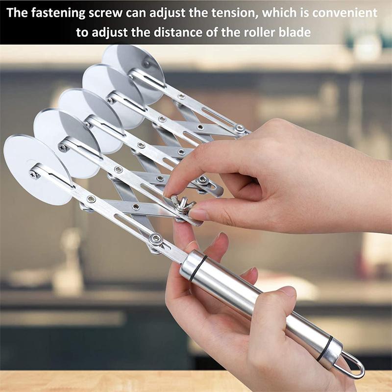 5 Wheels Cutter Dough Divider Side Pasta Knife Flexible Roller Blade Pizza Pastry Peeler Stainless Steel Bakeware Tools