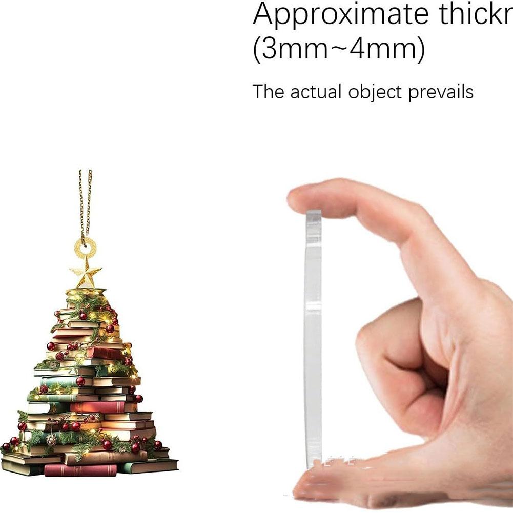 2D acrilic plat imprimare cărți pandantiv acasă copac fereastră iubitori pentru cărți brad agățat de Crăciun O1H7