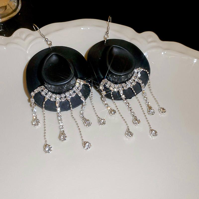 

Denim Hats, Drop Set Diamond Earrings, Women S Long Tassel Earrings, Wedding Jewelry чёрный