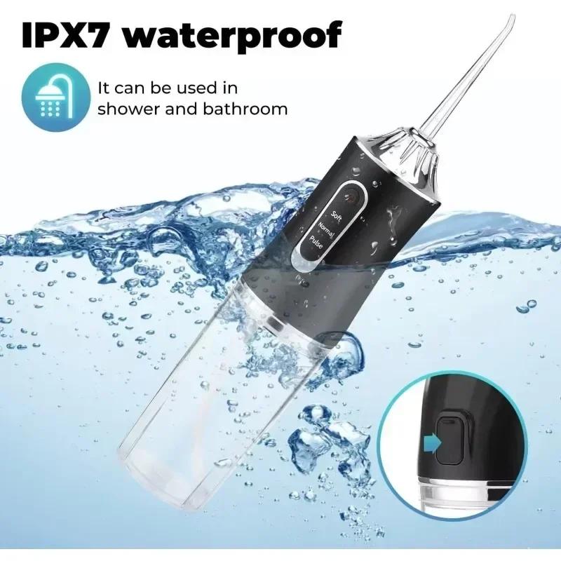 Oral Irrigator Water Flosser Portable 4 Jet Tips 220ml 3 Modes USB Rechargeable Teeth Cleaner Dental Flosser Toothpick