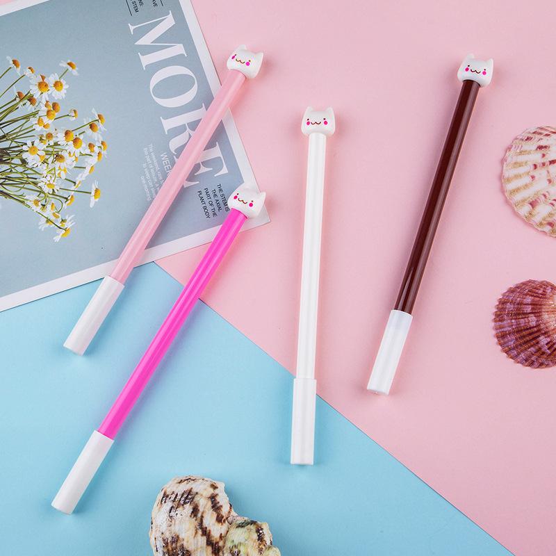 1Pc Cartoon Cute Cat Pens Supplies Gifts Student Kawai Stationery Cute Kittens Gel Pens Water Prizes Wholesale Lovely Writing Pen for Daily/Office
