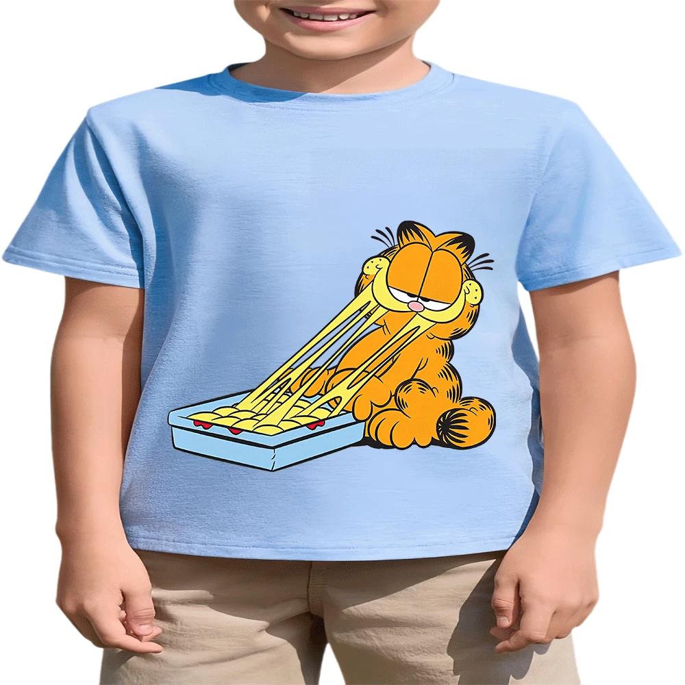 

Summer Fashion 2026 Fashion Cute Garfield Cartoon Print T-Shirt Children s Hot Sale 100