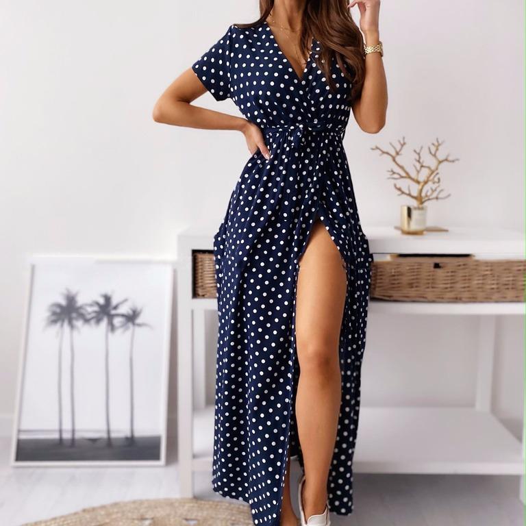 Sommer neues bedrucktes Pünktchenkleid Damen Pünktchen