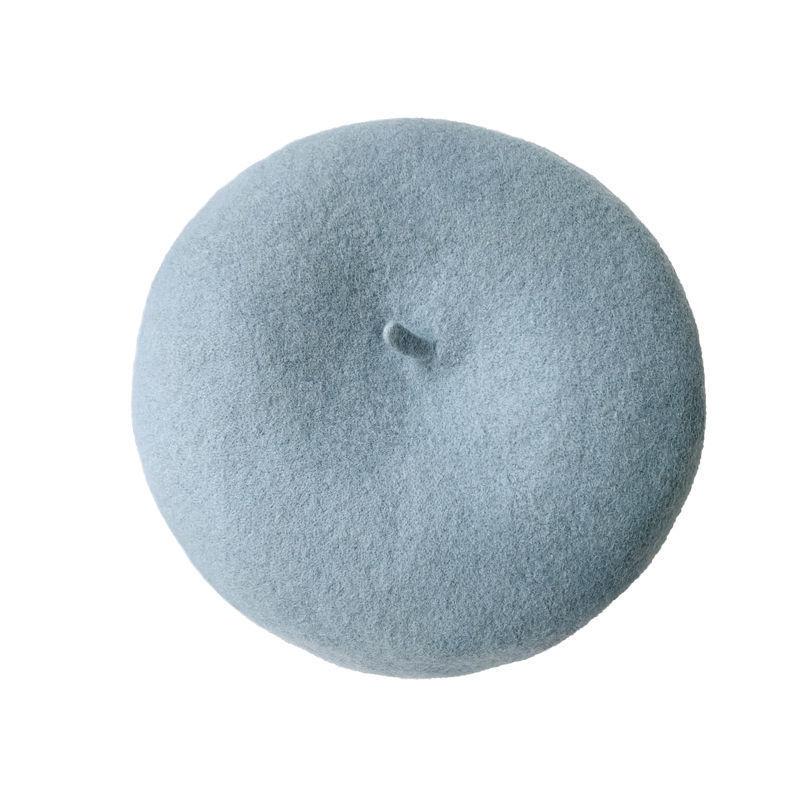 Temperament Morandi blau-grau hochwertige Herbst- und Winterwolle Woll-dreidimensionales Baskenmützen-Malerhut-Koreanisches Knospenmützen-Damen
