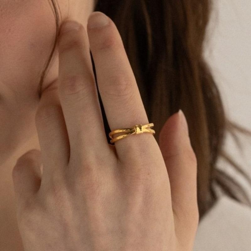 BEFORE MOONRISE [Silver 925] Ribbon Line Ring SR211 - Gold