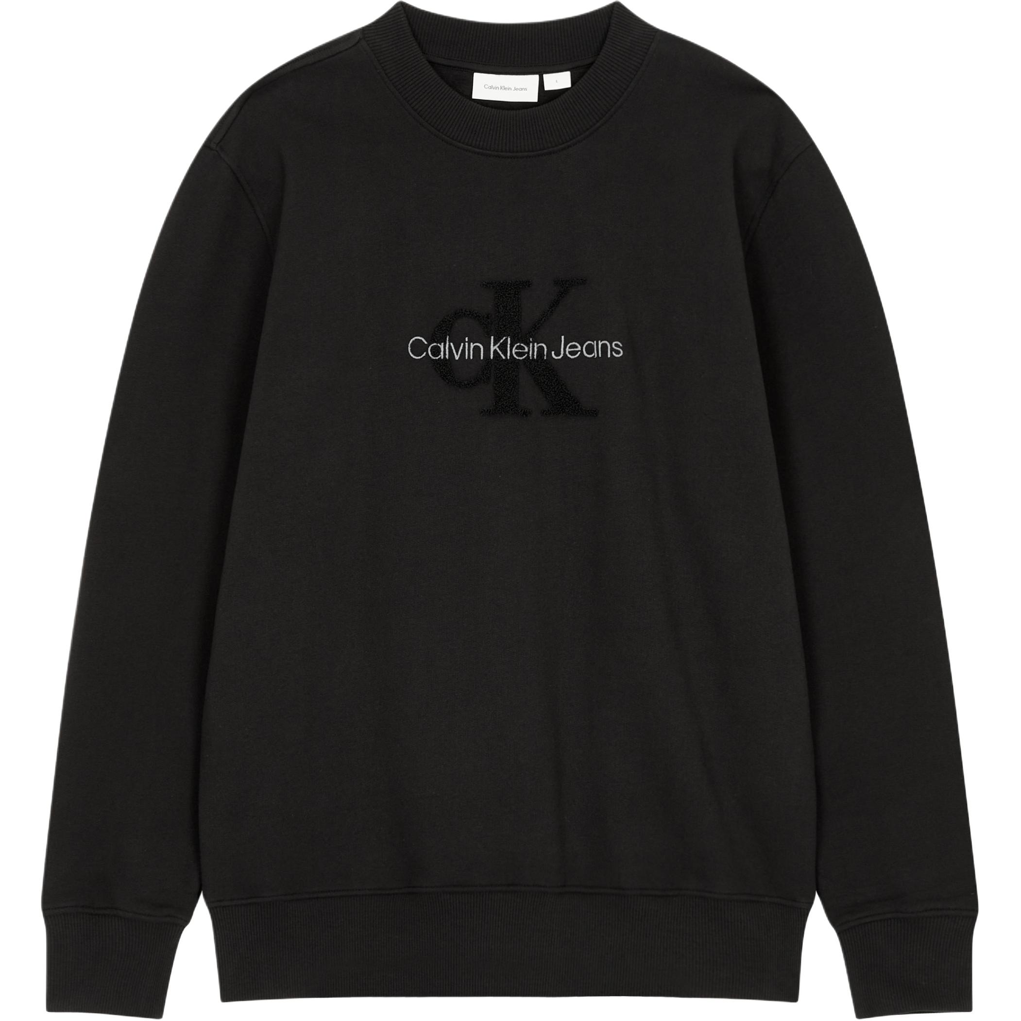 

Calvin Klein Letter Embroidered Crew Neck Pullover Long Sleeve Sweatshirt Men sweatshirt Black J326144BEH M