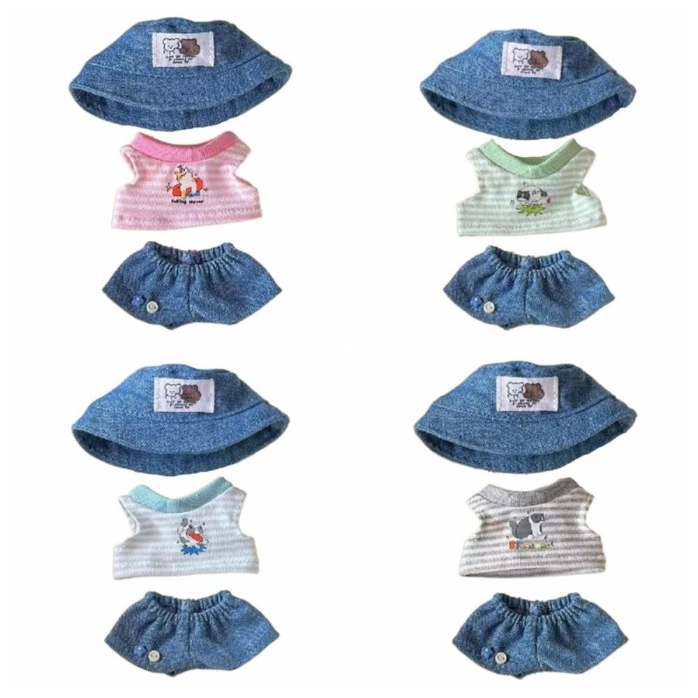 1 set Summer Set 20cm Cotton Doll's Clothes Cowboy Hat 10cm Doll Clothes  Children's Gift