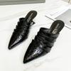 Fashion Fashionable Retro Versatile Thick Kitten Heel Fashion Baotou Half Slippers Women Wear Pointed Toe Cool Mopping in Autumn
