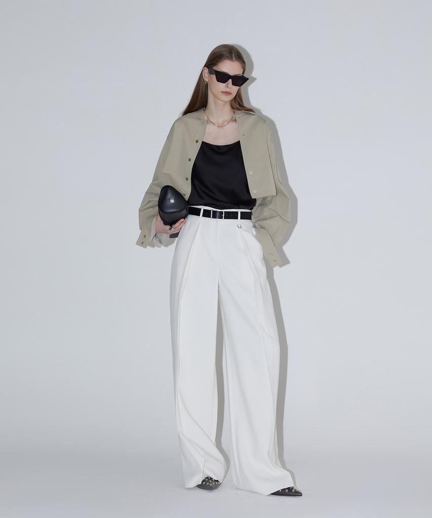Rene J. Dean Pintuck Wide Pants - Ivory