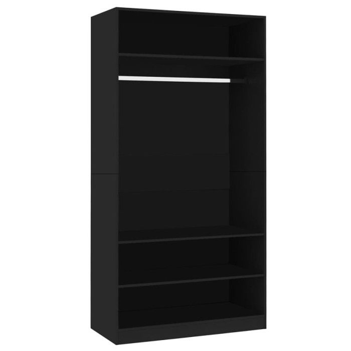 Wardrobe Black 100 X 50 X 200 Cm Engineered Wood