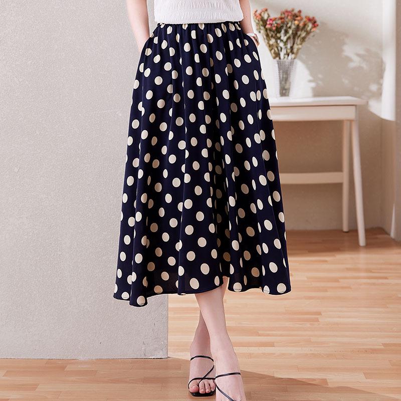 Women's Summer Floral Chiffon A-Line Skirt: Stylish, Fashionable, Elastic Waist, Flattering Design