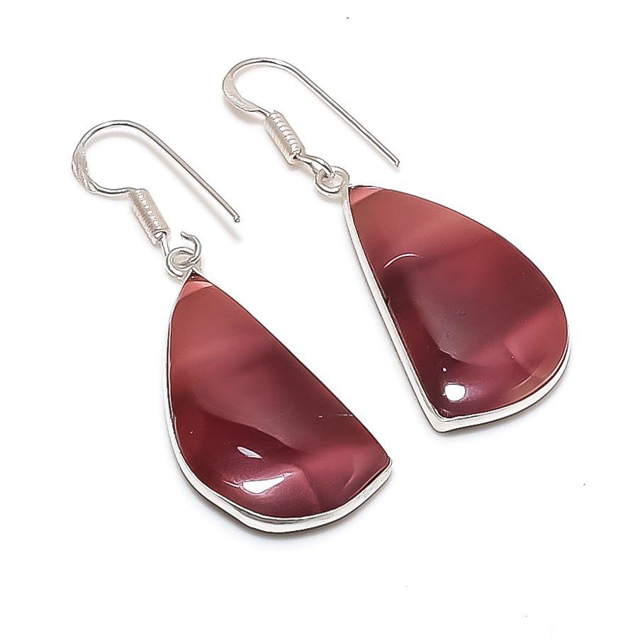 Natural Mookaite Gemstone 925 Sterling Silver Jewelry Earring 1.77  AE-12181