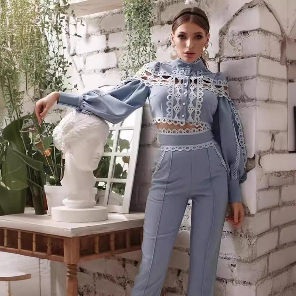 Women's Elegant Lace Slimming Jumpsuit Set