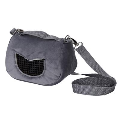 Gray Flannelette Portable Breathable Pet Hamster Carrier Outgoing Bag for Small Pets Guinea Pig