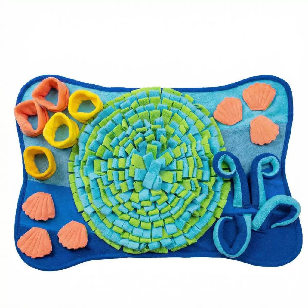 Pet Activity Pad: Energy-boosting Sniffing Mat for Dogs & Cats with Hidden Treats, Food Dispenser, and Toys