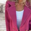 Women's Cropped Trench Coat Notched Lapel Double Breasted Pea Coat Office Work Blazer Jacket Fall Winter Outwear