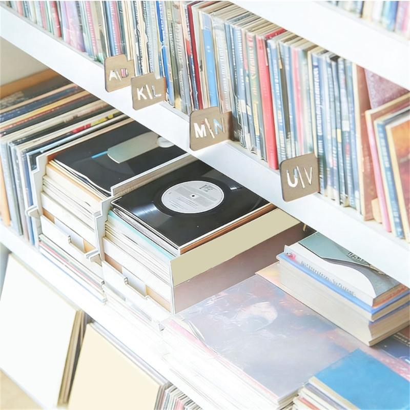 13/26Pcs Wooden Bookcase Separators Numbered Marker For Music Discs And Magazine Storage
