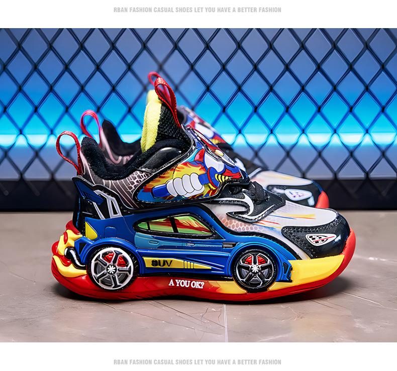 Ultraman Boys' Fleece-Lined Winter 2025 Cotton Running Shoes with Lights