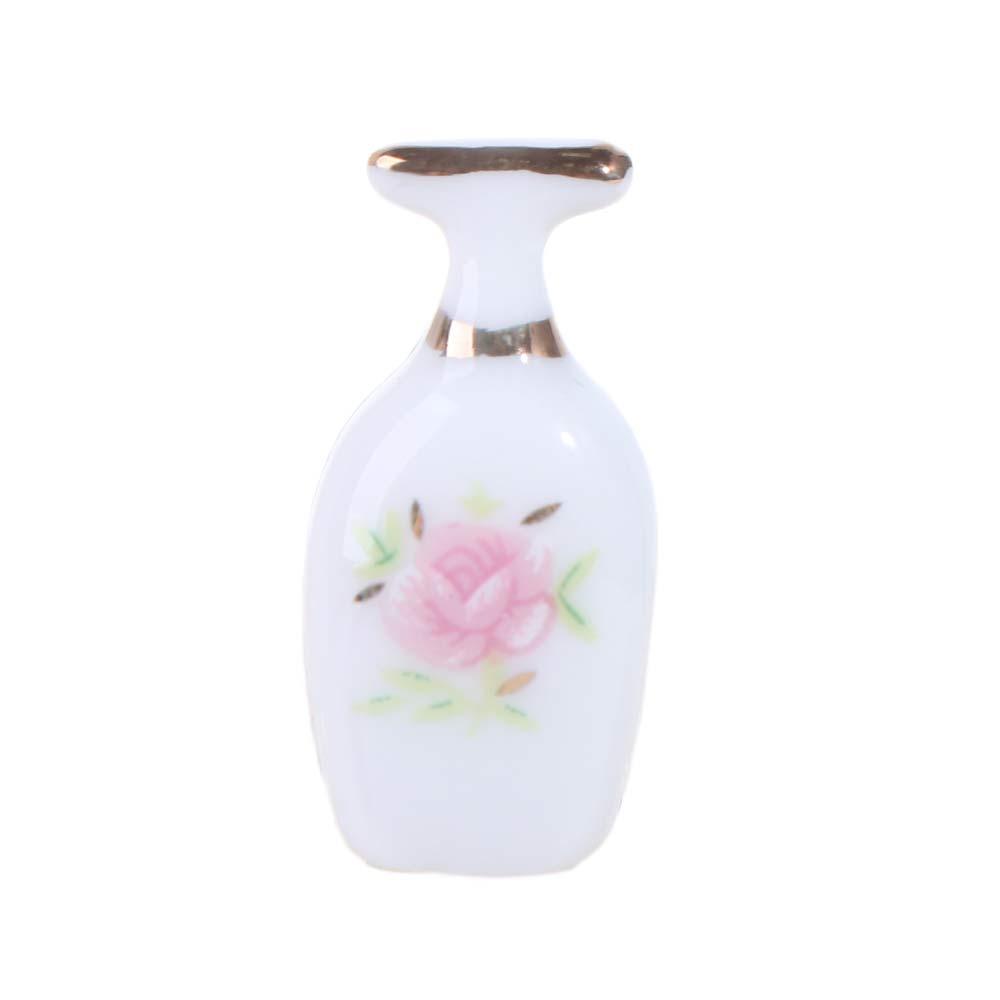 Rose Floral Dollhouse Bathroom Porcelain Micro Scene Miniature Furniture Porcelain  Girls Gift