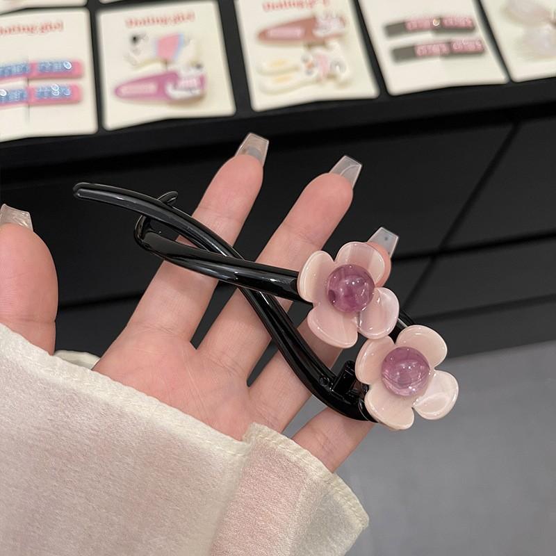 Retro S-förmige Pferdeschwanz-Twist-Haarspangen, modische Perlen-Haarspangen mit Haifisch-Clip, Haarnadeln, Haarspangen, Haarspangen, Haarschmuck für Frauen, Kopfbedeckungen