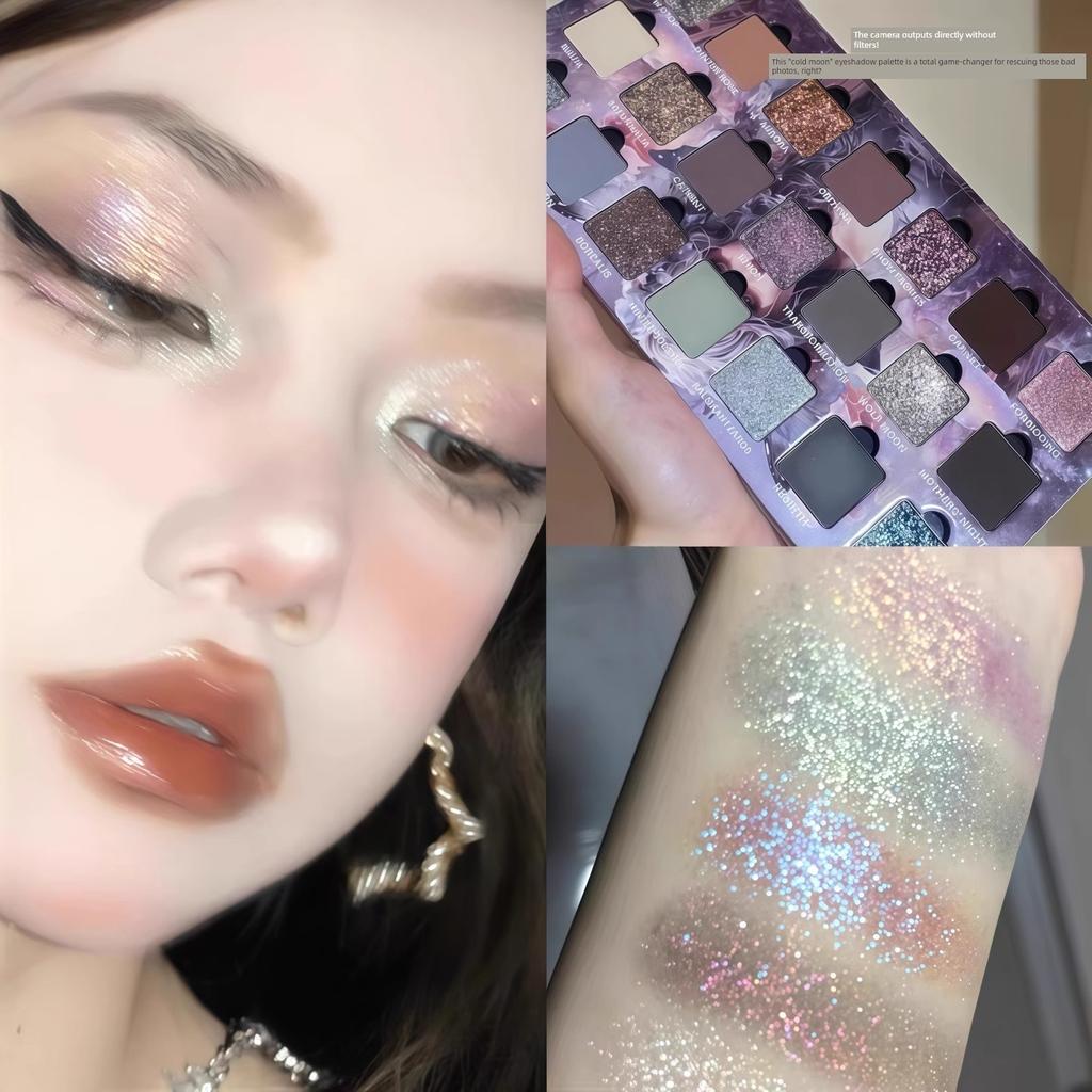 Cold Moon Sparkle Purple Smokey! Niche Ultra-Shimmer Eyeshadow Palette with Multiple Color Series, Glitter Blue, 2025 New Hot Item