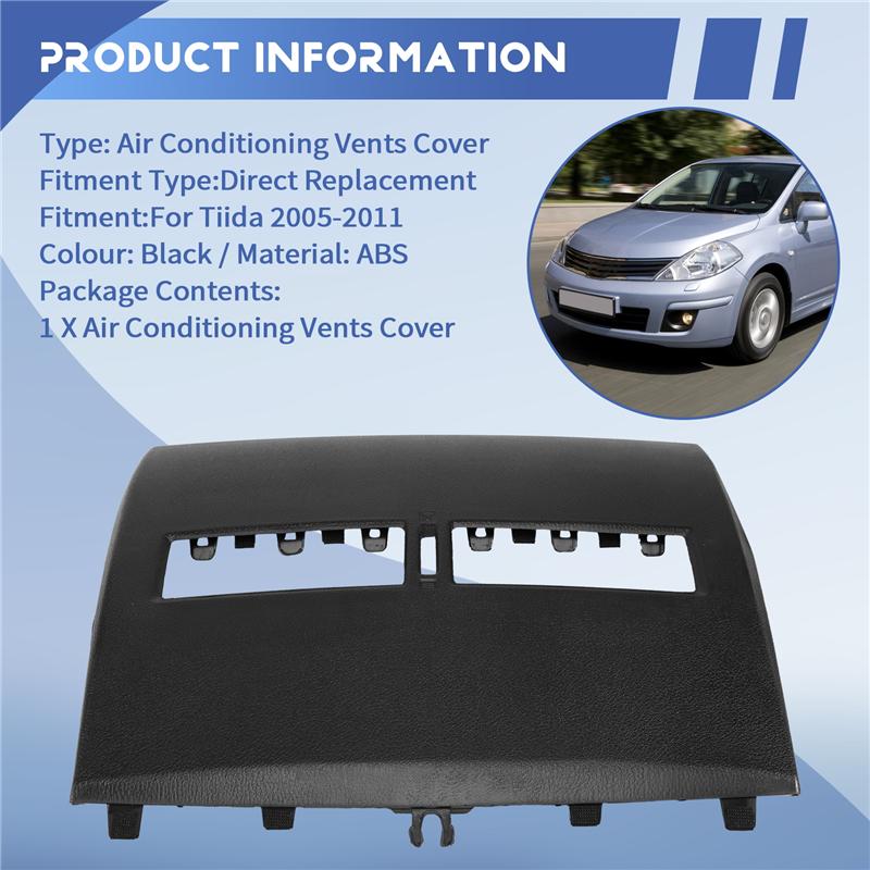 Car Air Conditioner Outlet Finisher-Instrument Panel Air Conditioning Vents Cover Shell For Nissan Tiida 2005-2011 Black