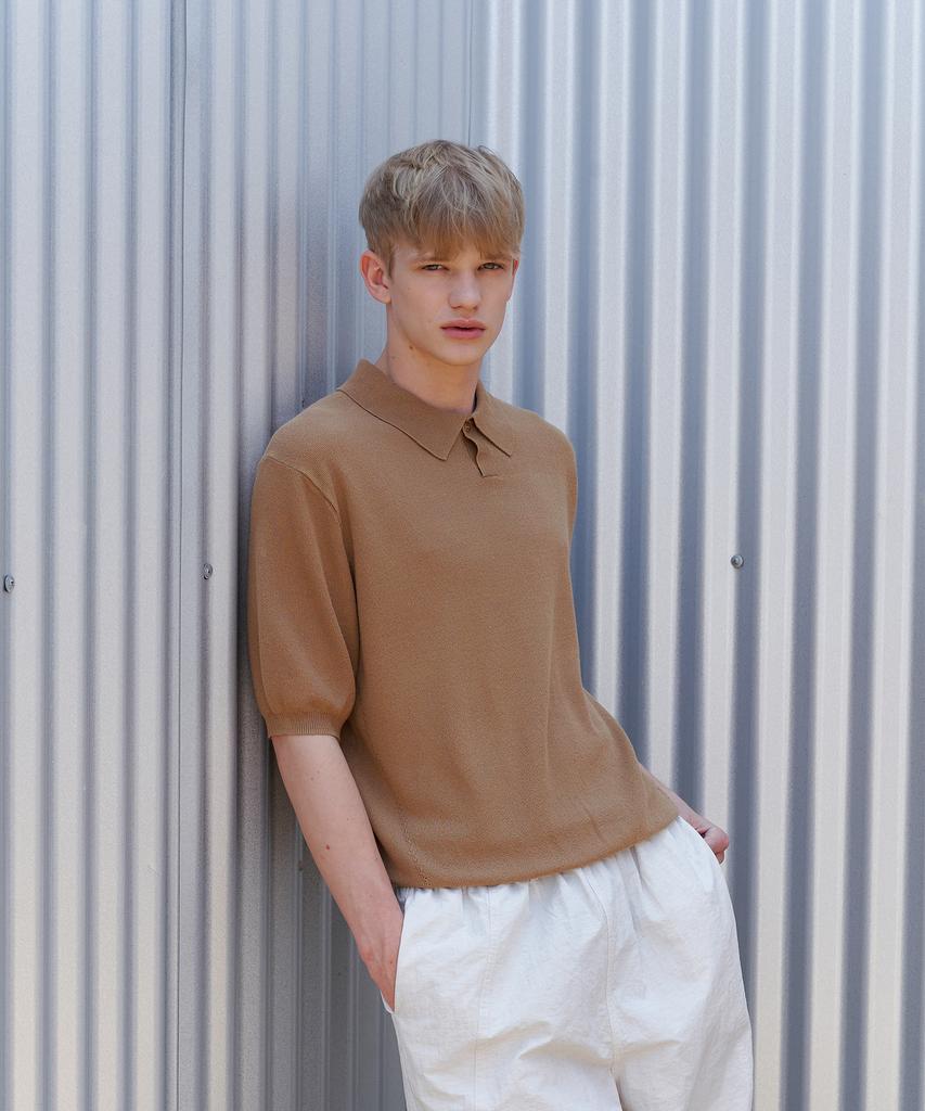 ENDOOR Linen Collar Half 1/2 Knit (Beige)
