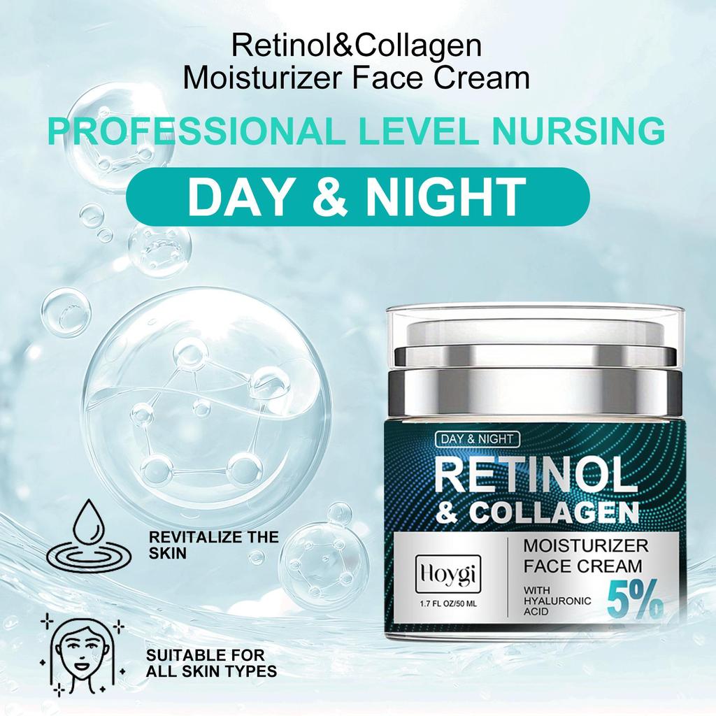 Hoygi Retinol Facial Cream 50ml: Brightens, Moisturizes, Hydrates, Smooths, Firms Skin, Reduces Fine Lines, and Fights Wrinkles.