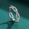 925 Silver Geometric Cubic Zirconia Stackable Ring for Women Trendy Platinum Plated Party Jewelry Accessories